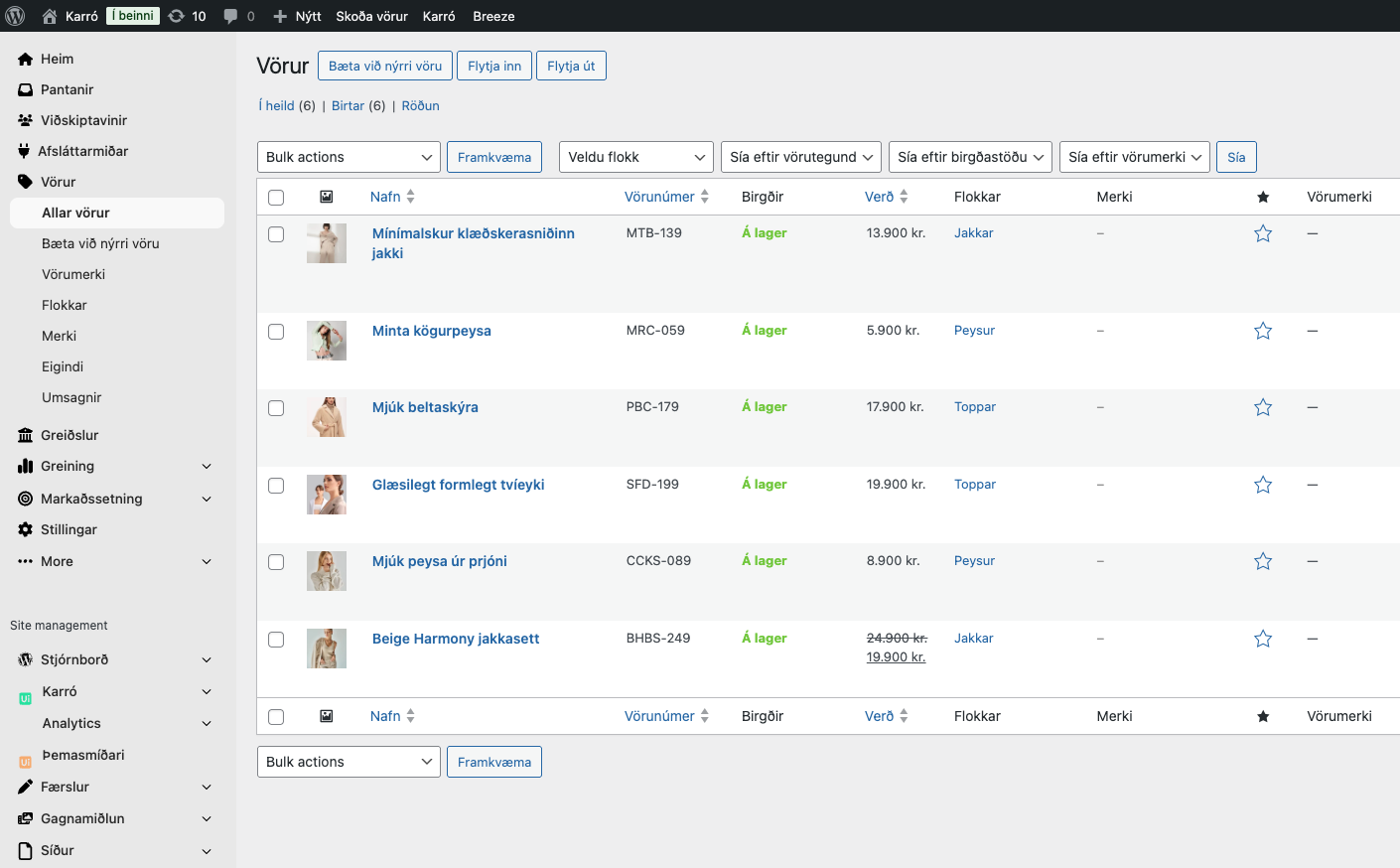 WooCommerce mælaborð og yfirlit yfir netverslun